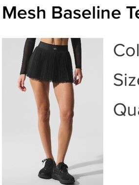 ALO Yoga Black Pleated Mesh Skort